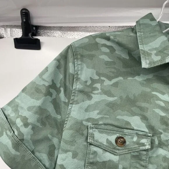 Vineyard Vines Womens Camouflage Shirt Dress Short Sleeve Green Size 6 New - Picture 5 of 9